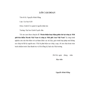 Luận văn hoàn thiện hoạt động phúc lợi tại công ty môi giới bảo hiểm marsh việt nam và công ty môi giới aon việt nam