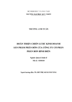 Luận văn thạc sĩ hoàn thiện chiến lược kinh doanh sản phẩm phân bón của công ty cổ phần phân bón bình điền