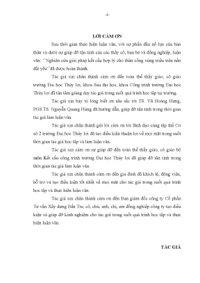 Luận văn thạc sĩ nghiên cứu giải pháp kết cấu hợp lý cho thân cống vùng triều trên nền đất yếu khu vực tỉnh bến tre