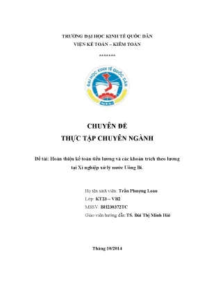 Luận văn tốt nghiệp hoàn thiện kế toán tiền lương các khoản trích theo lương tại xí nghiệp xử lý nước uông bí