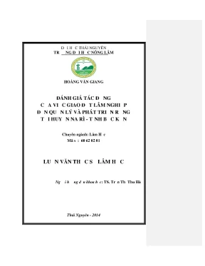 Luận văn thạc sĩ đánh giá tác động của việc giao đất lâm nghiệp đến quản lý và phát triển rừng tại huyện na rì tỉnh bắc kạn