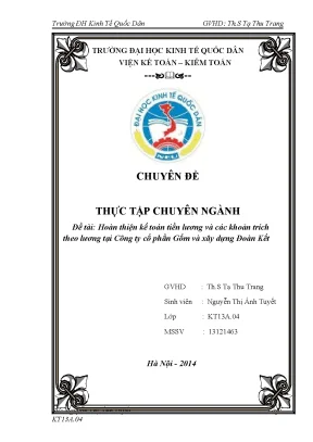 Luận văn tốt nghiệp hoàn thiện kế toán tiền lương và các khoản trích theo lương tại công ty cổ phần gốm và xây dựng đoàn kết