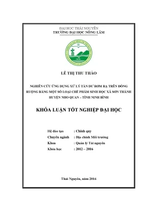 Luận văn thạc sĩ nghiên cứu ứng dụng xử lý tàn dư rơm rạ trên đồng ruộng bằng một số loại chế phẩm sinh học tại xã sơn thành huyện nho quan tỉnh ninh bình