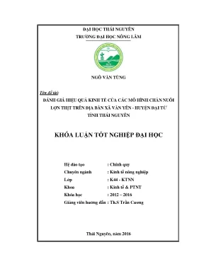 Luận văn thạc sĩ đánh giá hiệu quả kinh tế của các mô hình chăn nuôi lợn thịt trên địa bàn xã văn yên huyện đại từ tỉnh thái nguyên