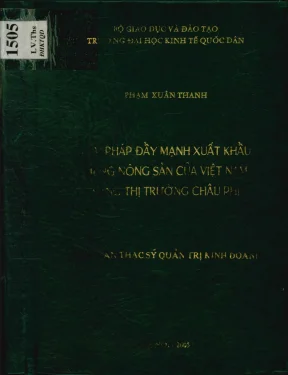 Luận văn giải pháp đẩy mạnh xuất khẩu hàng nông sản của việt nam sang thị trường châu phi