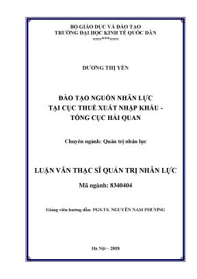 Luận văn đào tạo nguồn nhân lực tại cục thuế xuất nhập khẩu tổng cục hải quan