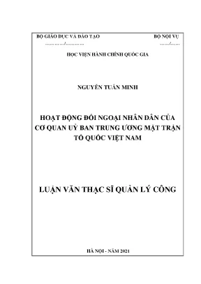 Luận văn thạc sĩ hoạt động đối ngoại nhân dân của cơ quan ủy ban trung ương mặt trận tổ quốc việt nam