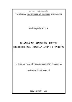 Luận văn thạc sĩ quản lý nguồn nhân lực tại ủy ban nhân dân huyện mường ảng tỉnh điện biên