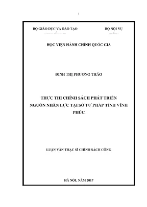 Luận văn thạc sĩ thực thị chính sách phát triển nguồn nhân lực tại sở tư pháp tỉnh vĩnh phúc