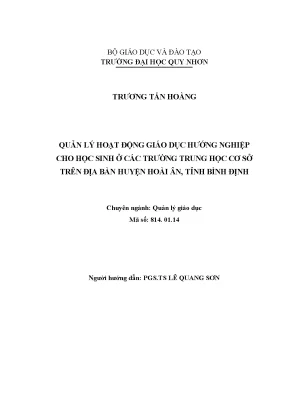 Luận văn thạc sĩ quản lý hoạt động giáo dục hướng nghiệp cho học sinh ở các trường trung học cơ sở trên địa bàn huyện hoài ân tỉnh bình định