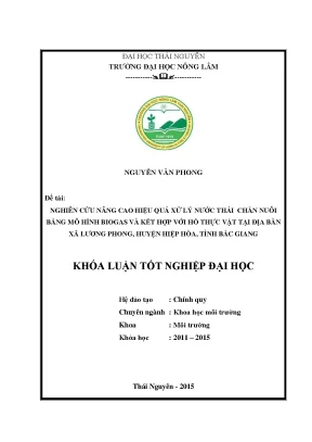 Luận văn thạc sĩ nghiên cứu nâng cao hiệu quả xử lý nước thải chăn nuôi bằng mô hình biogas và kết hợp với hồ thực vật tại địa bàn xã lương phong huyện hiệp hòa