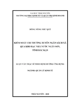 Luận văn thạc sĩ kiểm soát chi thường xuyên ngân sách xã qua kho bạc nhà nước ngân sơn tỉnh bắc kạn