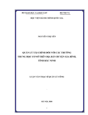 Luận văn thạc sĩ quản lý tài chính đối với các trường trung học cơ sở trên địa bàn huyện gia bình tỉnh bắc ninh