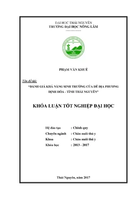 Luận văn đánh giá khả năng sinh trưởng của dê địa phương định hóa tỉnh thái nguyên
