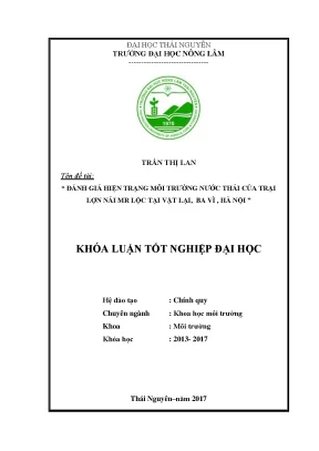 Luận văn đánh giá hiện trạng môi trường nước thải của trại lợn nái mr lộc tại vật lại ba vì hà nội