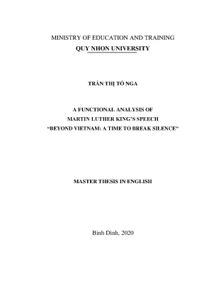 Luận văn thạc sĩ a functional analysis of martin luther kings speech beyond vietnam a time to break silence