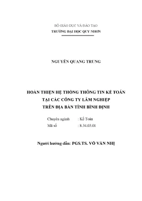 Luận văn thạc sĩ hoàn thiện hệ thống thông tin kế toán tại các công ty lâm nghiệp trên địa bàn tỉnh bình định