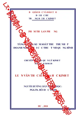 Luận văn thạc sĩ tăng cường kiểm soát thuế thu nhập doanh nghiệp tại cục thuế tỉnh quảng bình