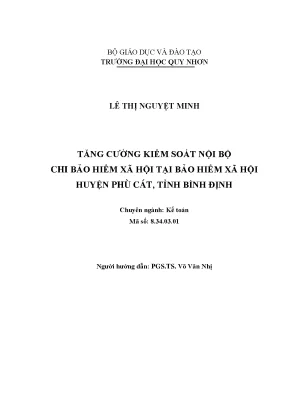 Luận văn thạc sĩ tăng cường kiểm soát nội bộ chi bảo hiểm xã hội tại bảo hiểm xã hội huyện phù cát tỉnh bình định