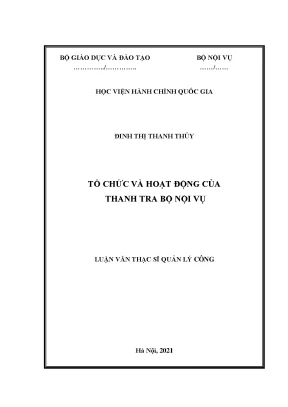 Luận văn thạc sĩ tổ chức và hoạt động của thanh tra bộ nội vụ