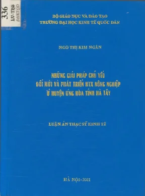 Luận văn những giải pháp chủ yếu đổi mới và phát triển hợp tác xã nông nghiệp ở huyện ứng hoà tỉnh hà tây