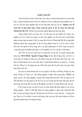 Luận văn thạc sĩ nghiên cứu đề xuất một số giải pháp tăng cường công tác quản lý đê kè sông trên địa bàn thành phố hà nội