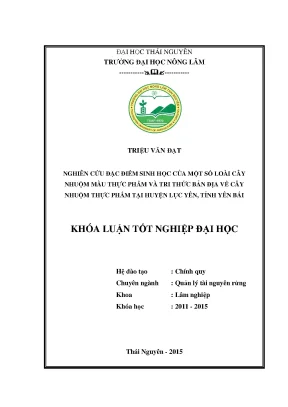 Luận văn thạc sĩ nghiên cứu đặc điểm sinh học của một số loài cây nhuộm màu thực phẩm và tri thức bản địa về cây nhuộm thực phẩm tại huyện lục yên tỉnh yên bái