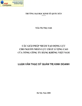 Luận văn các giải pháp nhằm tạo động lực cho nguồn nhân lực chất lượng cao của tổng công ty hàng không việt nam