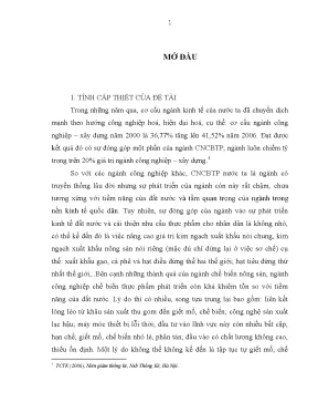 Luận văn lựa chọn phương án chiến lược phát triển ngành công nghiệp chế biến thực phẩm của việt nam trong điều kiện hội nhập wto