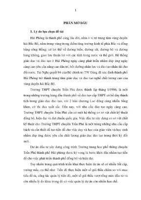 Luận văn thạc sĩ kĩ thuật đề xuất một số giải pháp quản lý dự án đầu tư xây dựng công trình trường trung học phổ thông chuyên trần phú thành phố hải phòng