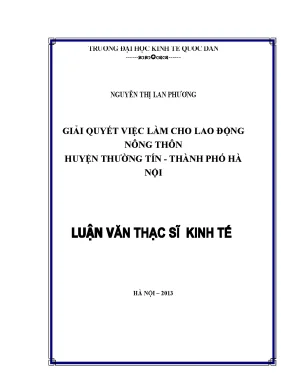 Luận văn giải quyết việc làm cho lao động nông thôn huyện thường tín thành phố hà nội