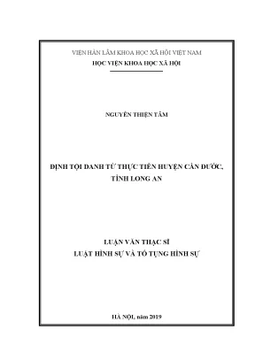 Luận văn thạc sĩ định tội danh từ thực tiễn huyện cần đước tỉnh long an