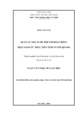 Luận văn thạc sĩ quản lý nhà nước đối với hoạt động phật giáo từ thực tiễn tỉnh tuyên quang