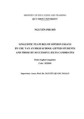 Luận văn thạc sĩ linguistic features of opinion essays by chu van an high school gifted students and those by successful ielts candidates