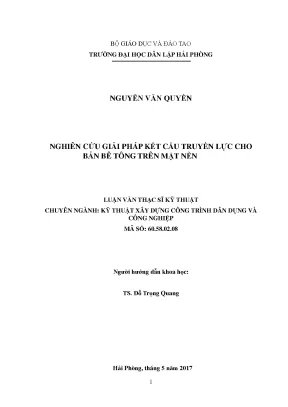 Luận văn thạc sĩ kĩ thuật nghiên cứu giải pháp kết cấu truyền lực cho bản bê tông trên mặt nền