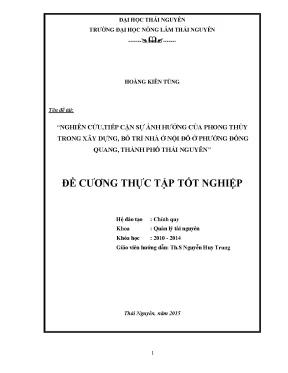 Luận văn thạc sĩ nghiên cứu tiếp cận sự ảnh hưởng của phong thủy trong xây dựng bố trí nhà ở nội đô ở phường đồng quang thành phố thái nguyên