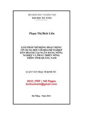 Luận văn thạc sĩ kinh tế giải pháp mở rộng hoạt động tín dụng đối với doanh nghiệp dân doanh tại ngân hàng nông nghiệp và phát triển nông thôn tỉnh quảng nam