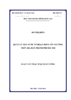 Luận văn thạc sĩ quản lý nhà nước về hoạt động tín ngưỡng trên địa bàn thành phố hà nội
