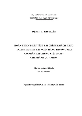 Luận văn thạc sĩ hoàn thiện phân tích tài chính khách hàng doanh nghiệp tại ngân hàng thương mại cổ phần đại chúng việt nam chi nhánh quy nhơn