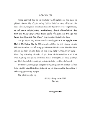 Luận văn thạc sĩ nghiên cứu đề xuất một số giải pháp nâng cao chất lượng công tác thẩm định các công rình đầu tư xây dựng cơ bản thuộc nguồn vốn ngân sách trên địa bàn huyện sơn động tỉnh bắc giang