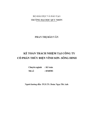 Luận văn thạc sĩ kế toán trách nhiệm tại công ty cổ phần thủy điện vĩnh sơn sông hinh