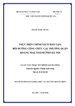 Luận văn thạc sĩ thực hiện chính sách đào tạo bồi dưỡng công chức các phường quận hoàng mai thành phố hà nội