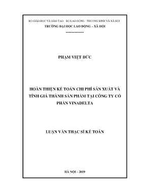 Luận văn thạc sĩ hoàn thiện kế toán chi phí sản xuất và tính giá thành sản phẩm tại công ty cổ phần vinadelta