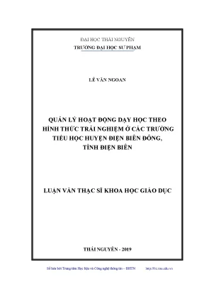 Luận văn thạc sĩ quản lý hoạt động dạy học theo hình thức trải nghiệm ở các trường tiểu học huyện điện biên đông tỉnh điện biên