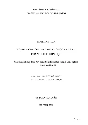Luận văn thạc sĩ kĩ thuật nghiên cứu ổn định đàn hồi của thanh thẳng chịu uốn dọc