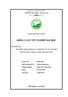 Luận văn tìm hiểu hoạt động của hội phụ nữ ở xã yên đổ huyện phú lương tỉnh thái nguyên
