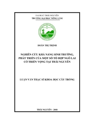 Luận văn thạc sĩ nghiên cứu khả năng sinh trưởng phát triển của một số tổ hợp ngô lai có triển vọng tại tỉnh thái nguyên