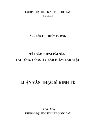 Luận văn thạc sĩ tái bảo hiểm tài sản tại tổng công ty bảo hiểm bảo việt