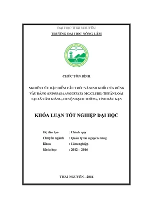 Luận văn thạc sĩ nghiên cứu đặc điểm cấu trúc và sinh khối của rừng vầu đắng indosasa angustata mc clure thuần loài tại xã cẩm giàng huyện bạch thông tỉnh bắc kạn