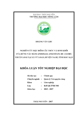 Luận văn nghiên cứu đặc điểm cấu trúc và sinh khối của rừng vầu đắng indosasa angustata mc clure thuần loài tại xã vũ loan huyện na rì tỉnh bắc kạn